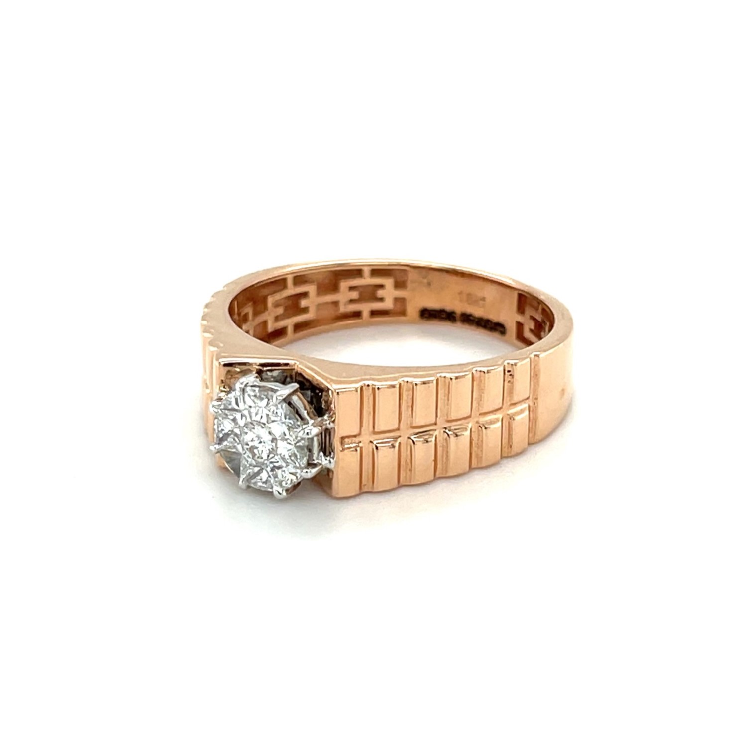 Modern Men's Diamond Ring with Rose Gold Band