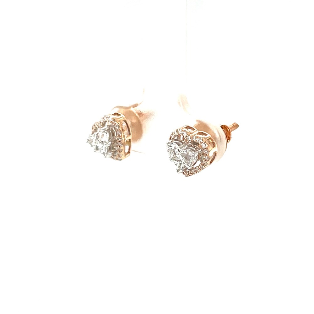 Heart shaped Pie Cut Solitaire Look Diamond Stud Earring