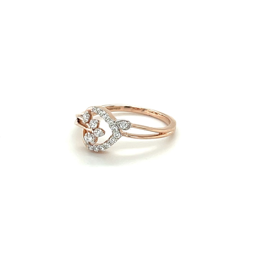 14k Rose Gold Twisted Band Diamond Flower Cluster Ring