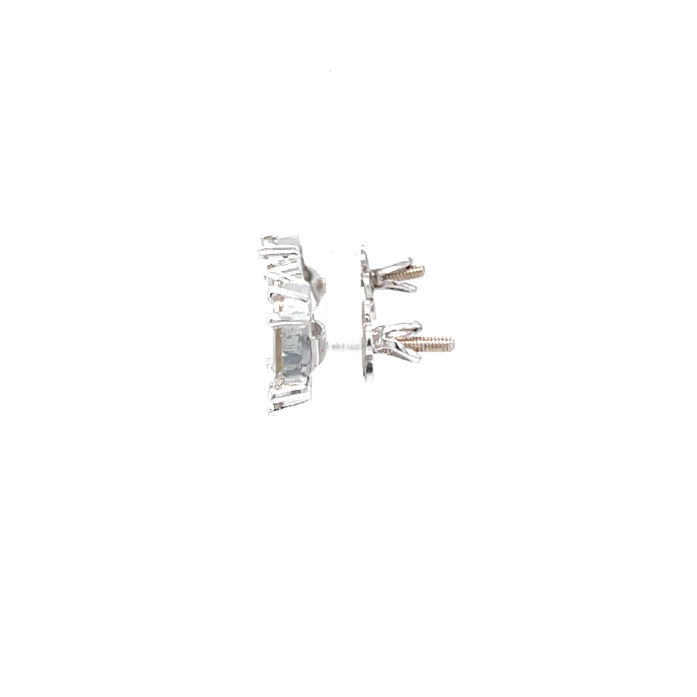 Emerald cut pressure set solitaire studs in white gold 0top43
