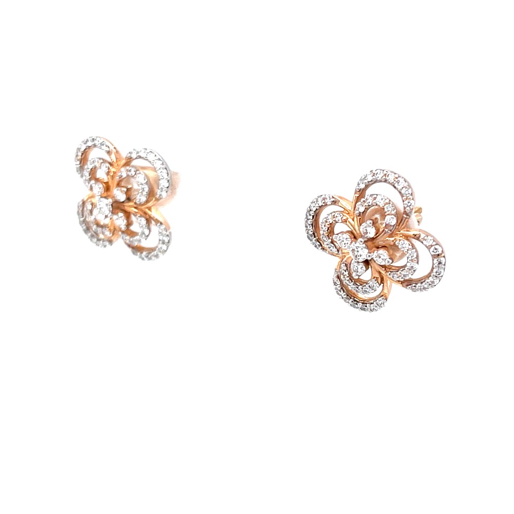 Alyssum Flower Inspired Diamond Earrings in 18k Rose Gold 9TOP113