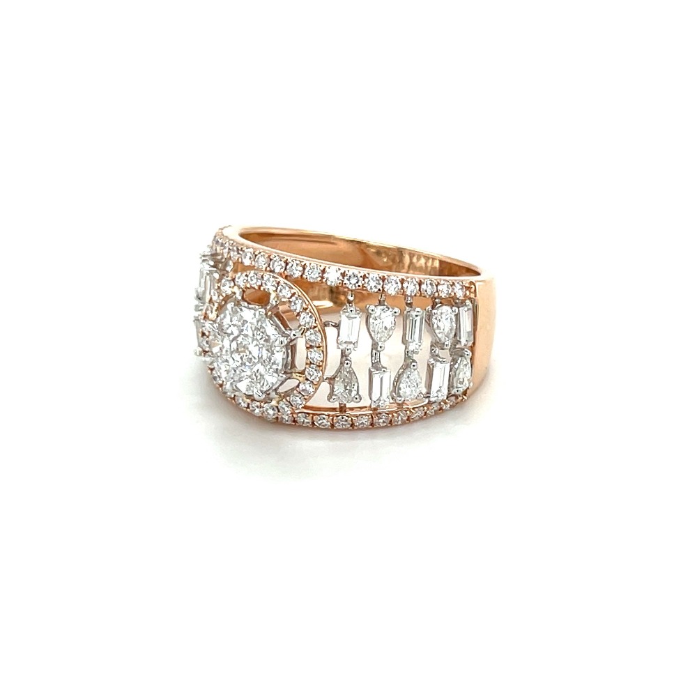 Diamond Wedding Ring with Pear Diamonds and Baguette