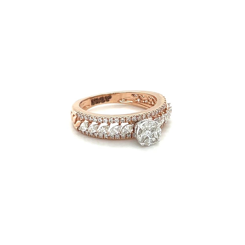 Pressure Setting Solitaire Look Ring Marquise Diamonds in 0.83 ct