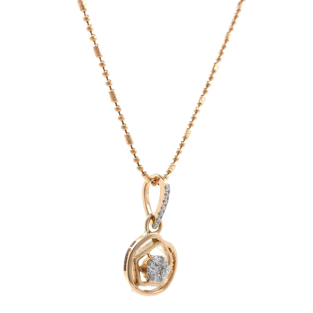 Circle and hexagon design diamond pendant in 18k rose gold 9SHP54