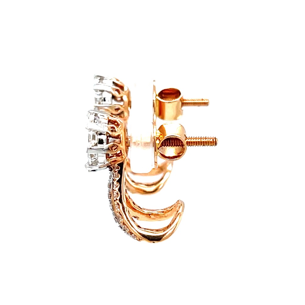 Pie cut pressure set diamonds in hoop with three lines 0top173