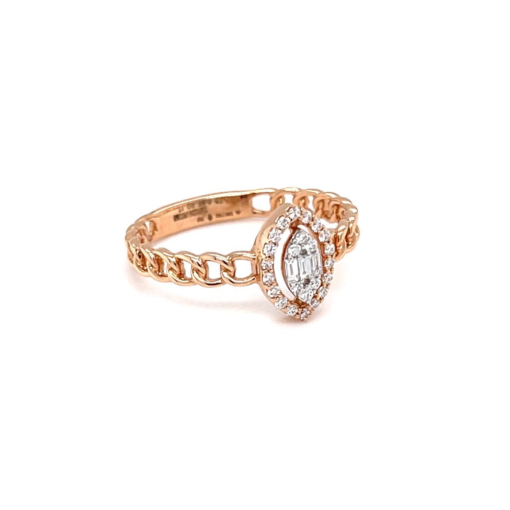 Marquise shape pressure set in cuban band design with baguettes