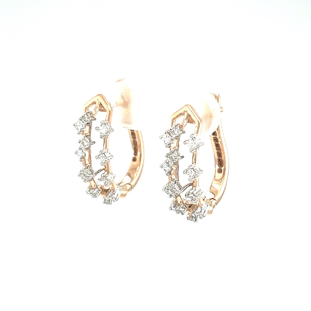 Royale Collection Diamond Studded Bali Earring in 18k Rose Gold
